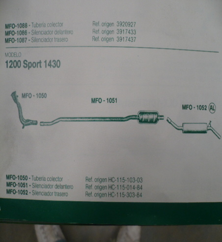 1051 TUBO SILENCIADOR DELANTERO SEAT 1200 SPORT