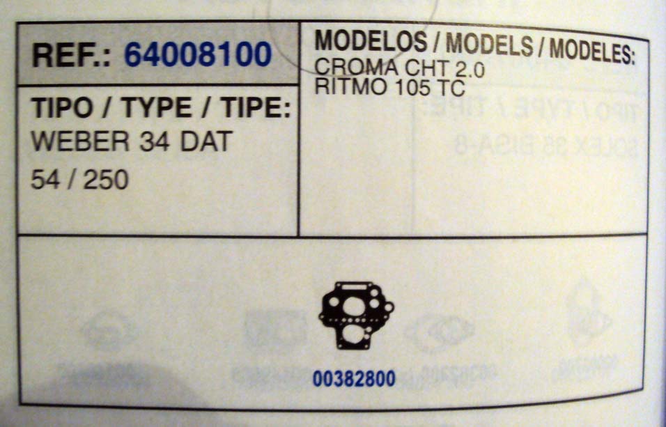 8100 KIT JUNTAS CARBURADOR WEBER 34 DAT 54/250