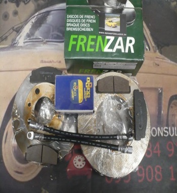 FR613132-2 KIT DISCOS FRENO DELANTEROS, PASTILLAS Y LATIGUILLOS SEAT 850, COUPE, SPORT, SPIDER, 133