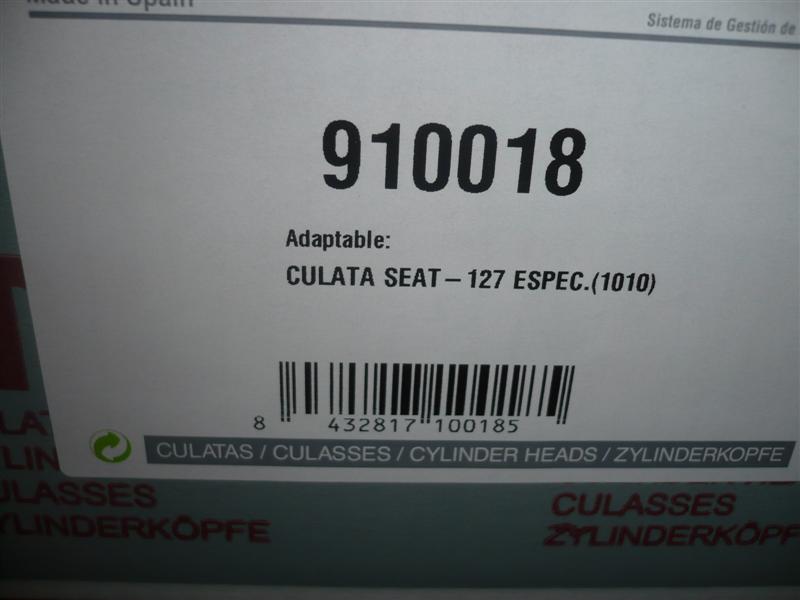 CUL25 CULATA SEAT 127 ESPECIAL 1010 VALVULAS 29x26 ALTURA 70