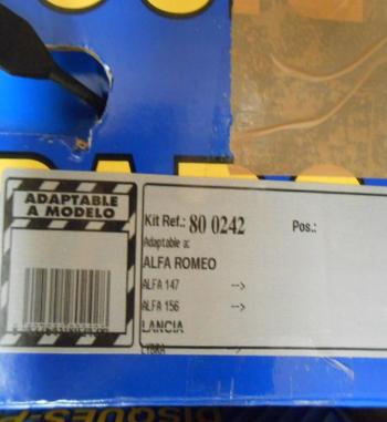 KZ800242 KIT DISCOS Y PASTILLAS DE FRENO DELANTERO ALFA 147 1.6i 16V O1 -->, 146, SW 1.6i, 1.8i 16V 97 -->