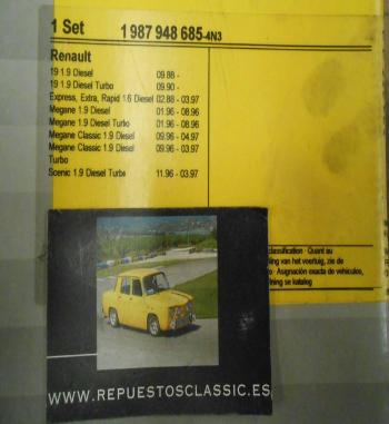 1987948685 KIT DISTRIBUCION BOSCH PARA RENAULT - VOLVO 1.6D , 1.9D , TD
