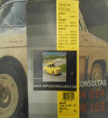 0204113550 KIT FRENO TRASERO BOSCH PEUGEOT 104 , RENAULT EXPRESS I / II 1.1 , FUEGO 1.4 , 1.6 , RENAULT 9 , 11 , 14 , 15 , 18