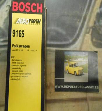 JUEGO ESCOBILLAS LIMPIAPARABRISAS 475mm BOSCH 916S AEROTWIN VOLKSWAGEN LUPO