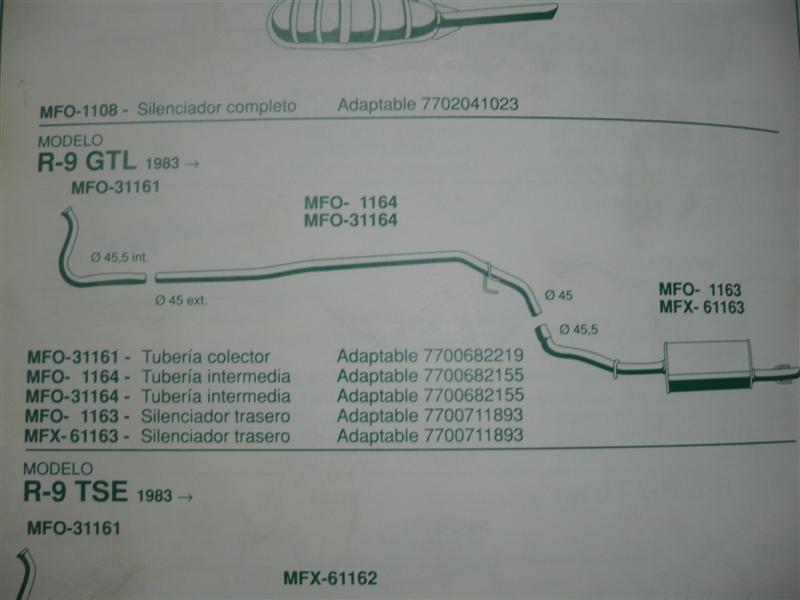 SILENCIOSO INTERMEDIO R-9 GTL 83--> REF. 1164