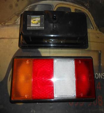 PI04 PI3 JUEGO PILOTOS TRASEROS UNIVERSALES CAMION, REMOLQUE CON LUZ DE MATRICULA GEMO 632 MEDIDAS 400x150mm