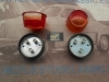 PI466P2 JUEGO PILOTOS TRASEROS REDONDOS ROJO / AMBAR CAMION , REMOLQUE , TRACTOR CON LUZ DE MATRICULA MEDIDA 117x82mm , 3 SERV.