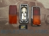 PI487P2 JUEGO PILOTOS UNIVERSALES TRASEROS BICOLOR AMBAR / ROJO VEHICULO CLASICO ,  CAMION , AUTOBUS , CARAVANA