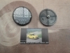Pi531P2 JUEGO CATADIOPTRICOS REDONDOS COLOR BLANCO CAMION AUTOBUS TRACTOR REMOLQUE CARAVANA MEDIDA 59x8mm